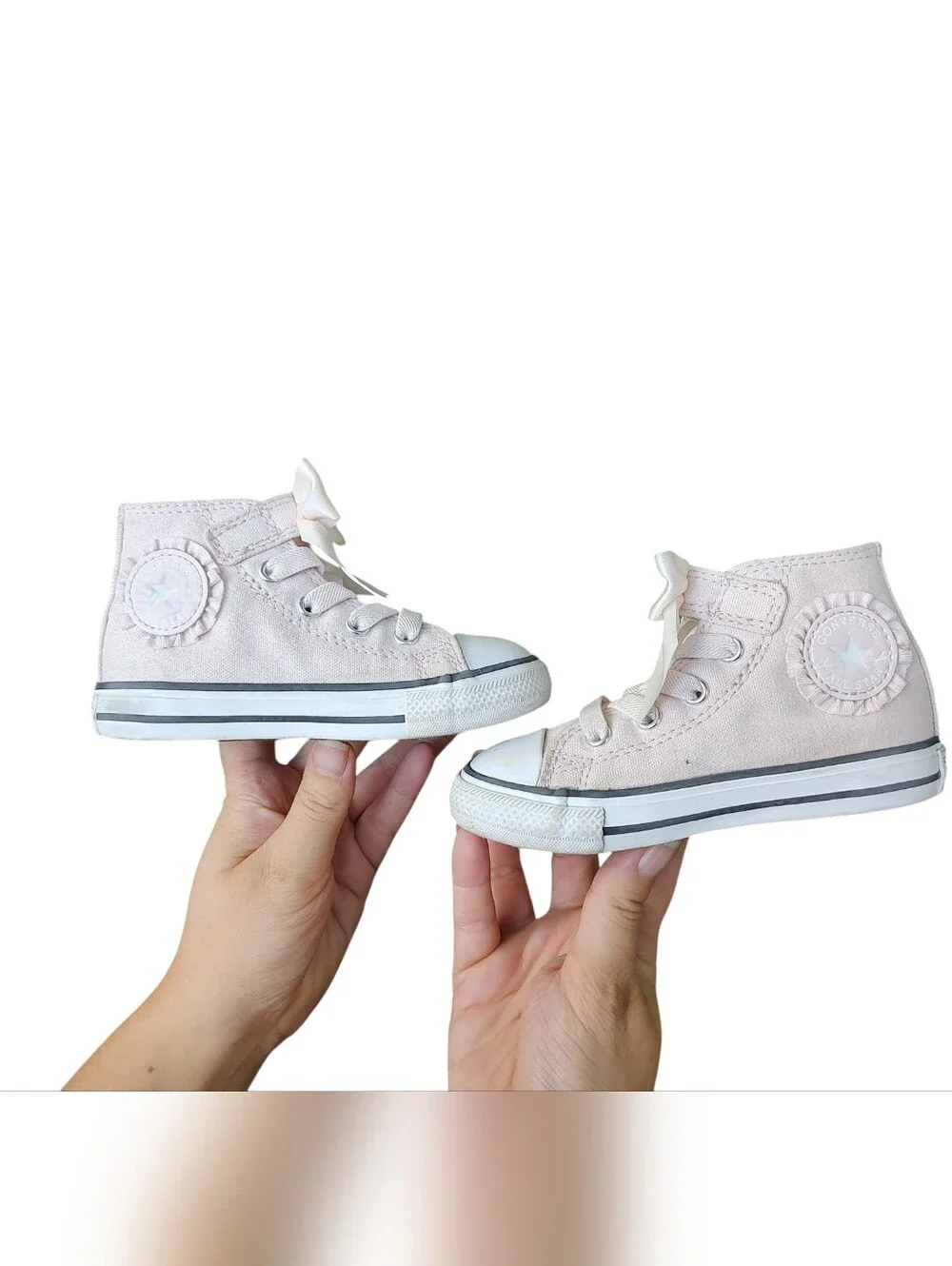 Converse Kids Light Pink High-Top Sneakers with Bow